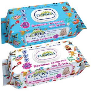 Wet wipes for children with plastics flap Aloe Vera TM "FLORIKA" 120 pcs.